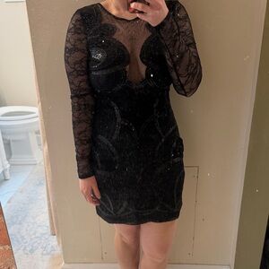 Express Black Sequin Lace Dress